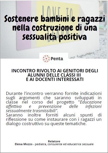 Educazione all’affettività – Secondaria “don Milani” - giovedì 14 gennaio ore 17